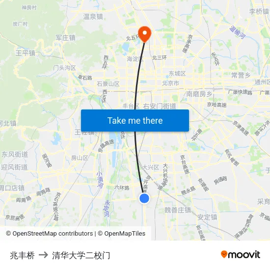 兆丰桥 to 清华大学二校门 map
