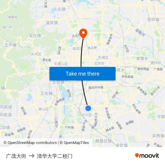 广茂大街 to 清华大学二校门 map