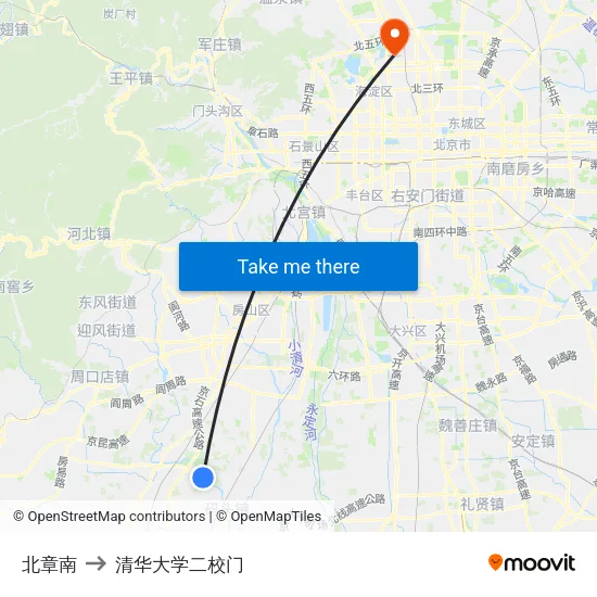 北章南 to 清华大学二校门 map