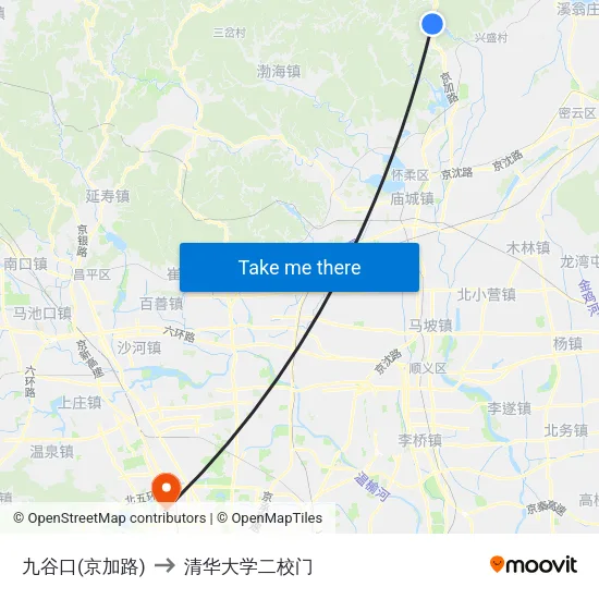 九谷口(京加路) to 清华大学二校门 map