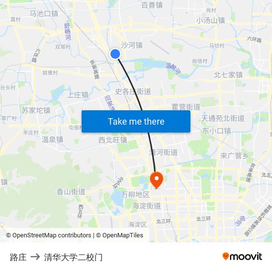 路庄 to 清华大学二校门 map