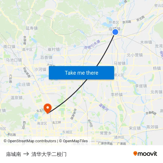 庙城南 to 清华大学二校门 map