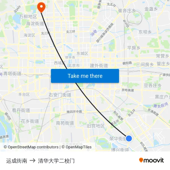 运成街南 to 清华大学二校门 map
