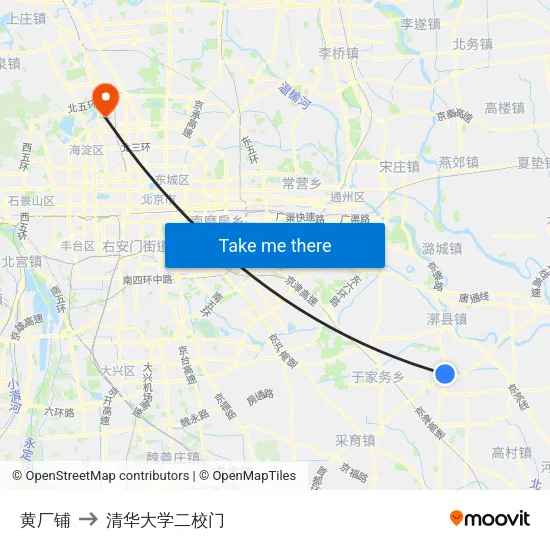 黄厂铺 to 清华大学二校门 map