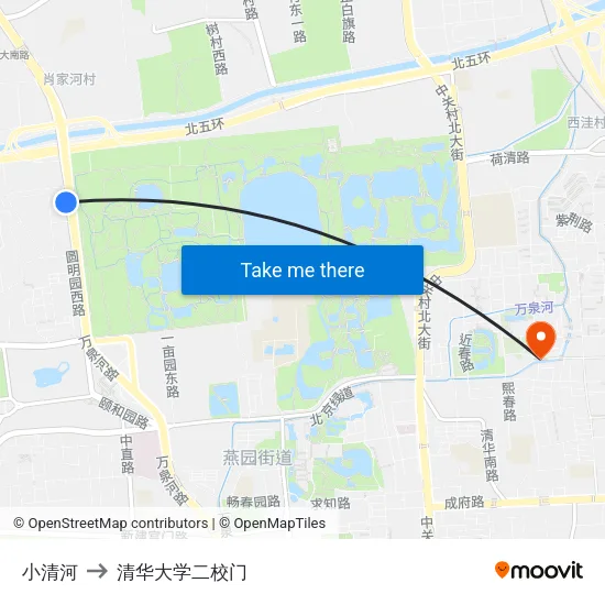 小清河 to 清华大学二校门 map