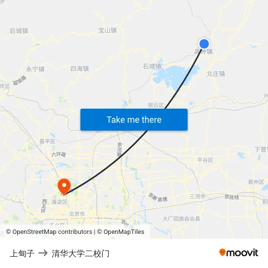 上甸子 to 清华大学二校门 map