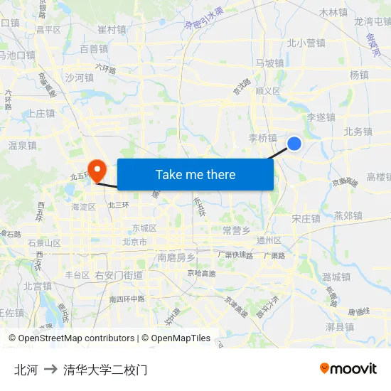北河 to 清华大学二校门 map