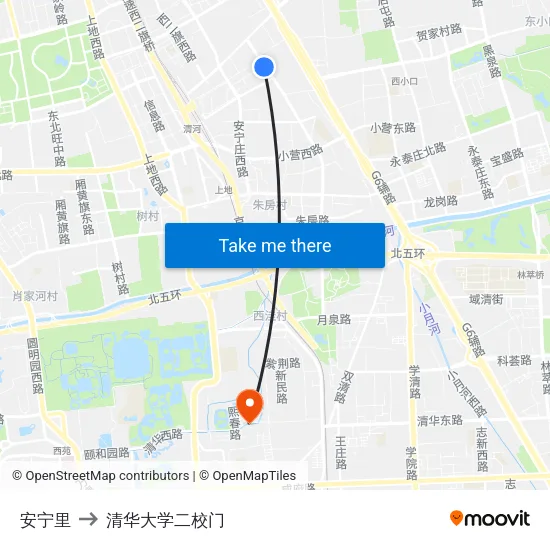 安宁里 to 清华大学二校门 map