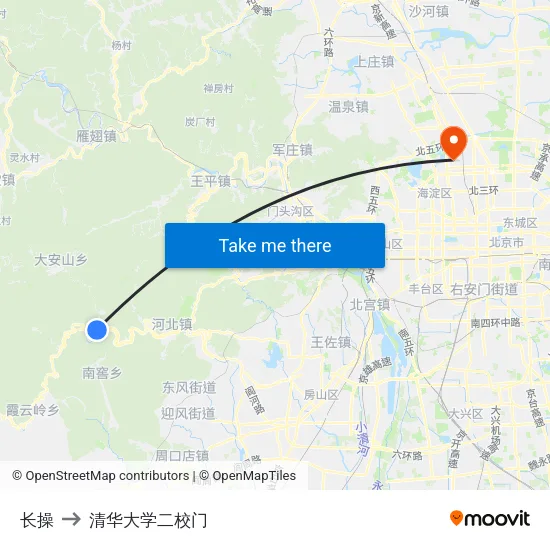 长操 to 清华大学二校门 map