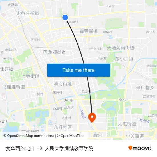 文华西路北口 to 人民大学继续教育学院 map