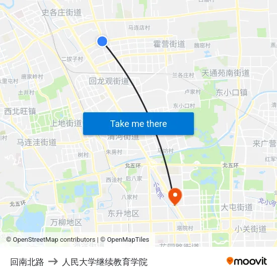 回南北路 to 人民大学继续教育学院 map