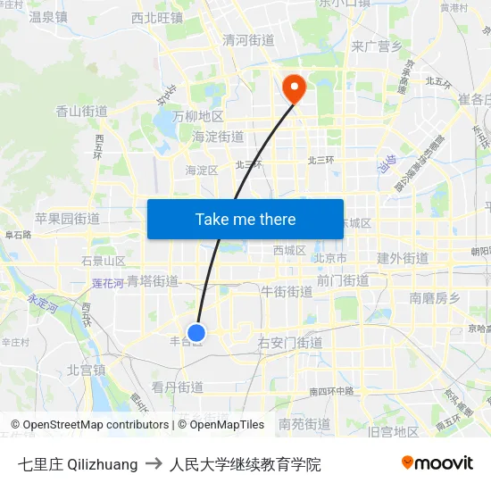 七里庄  Qilizhuang to 人民大学继续教育学院 map