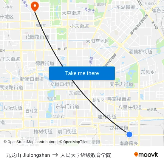 九龙山 Jiulongshan to 人民大学继续教育学院 map