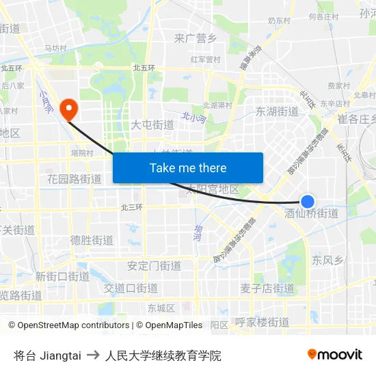 将台 Jiangtai to 人民大学继续教育学院 map