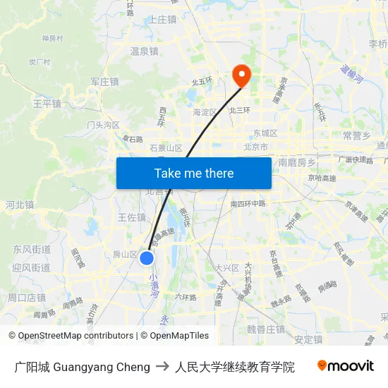 广阳城 Guangyang Cheng to 人民大学继续教育学院 map