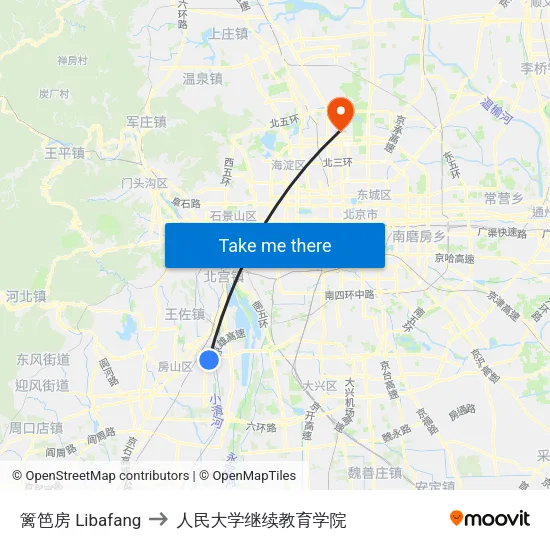 篱笆房 Libafang to 人民大学继续教育学院 map
