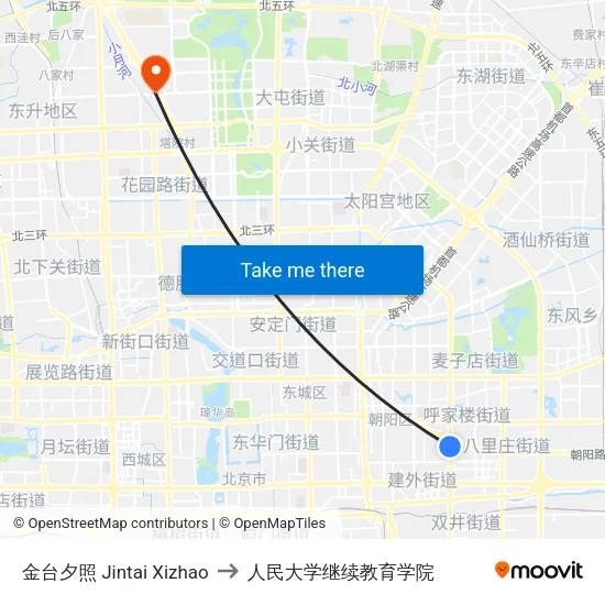 金台夕照 Jintai Xizhao to 人民大学继续教育学院 map