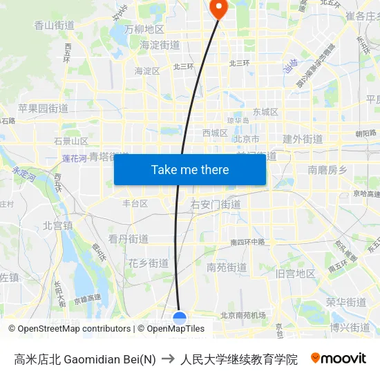 高米店北 Gaomidian Bei(N) to 人民大学继续教育学院 map
