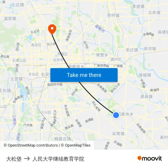 大松垡 to 人民大学继续教育学院 map
