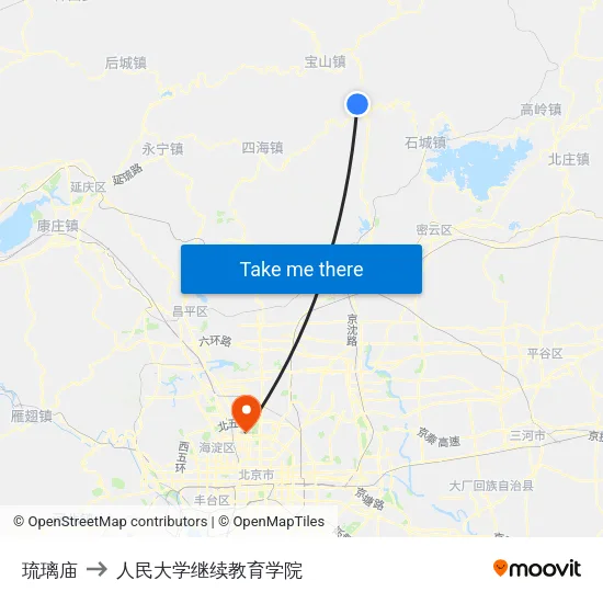 琉璃庙 to 人民大学继续教育学院 map