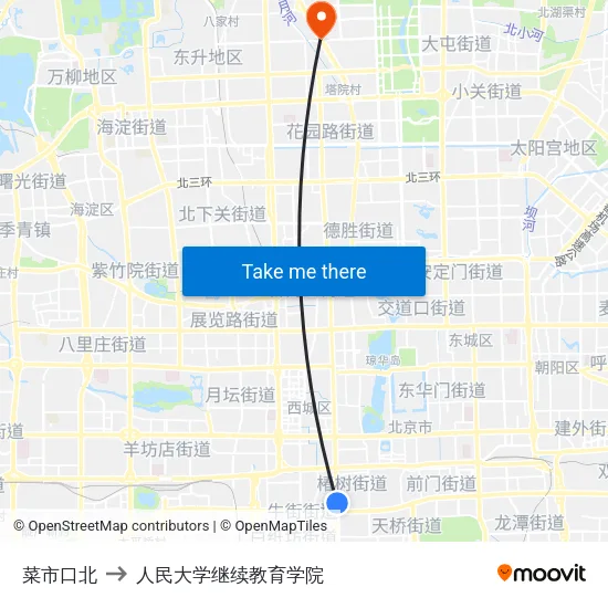 菜市口北 to 人民大学继续教育学院 map