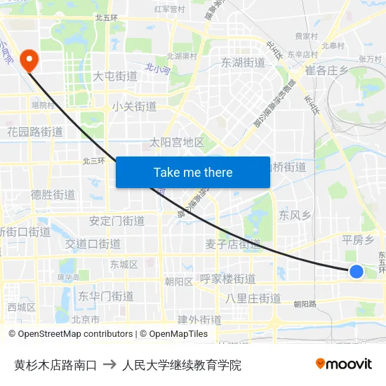 黄杉木店路南口 to 人民大学继续教育学院 map