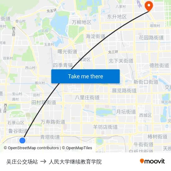 吴庄公交场站 to 人民大学继续教育学院 map