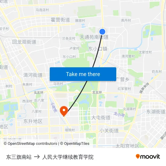 东三旗南站 to 人民大学继续教育学院 map
