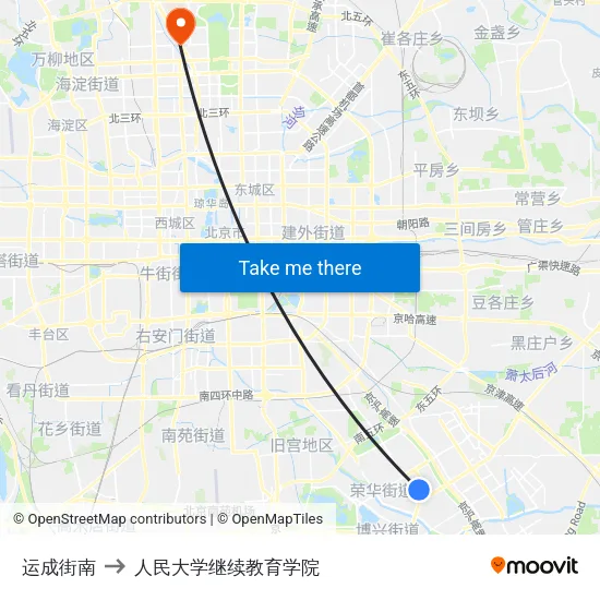 运成街南 to 人民大学继续教育学院 map