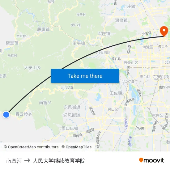 南直河 to 人民大学继续教育学院 map