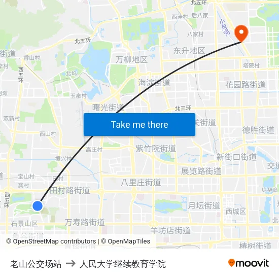 老山公交场站 to 人民大学继续教育学院 map