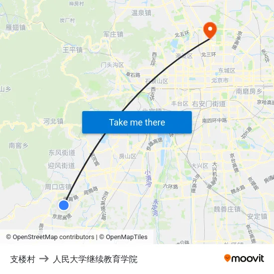 支楼村 to 人民大学继续教育学院 map