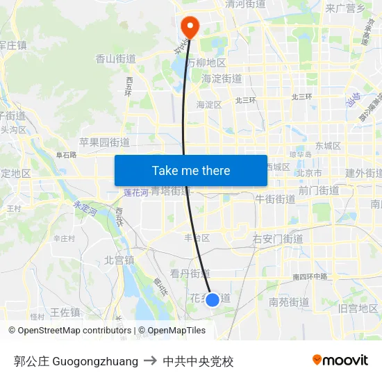 郭公庄 Guogongzhuang to 中共中央党校 map