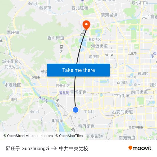 郭庄子 Guozhuangzi to 中共中央党校 map