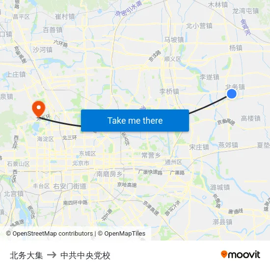 北务大集 to 中共中央党校 map