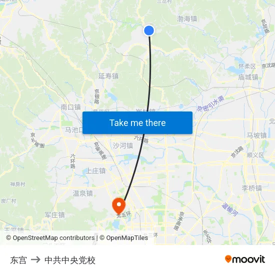 东宫 to 中共中央党校 map