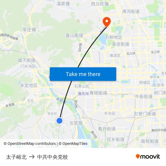太子峪北 to 中共中央党校 map