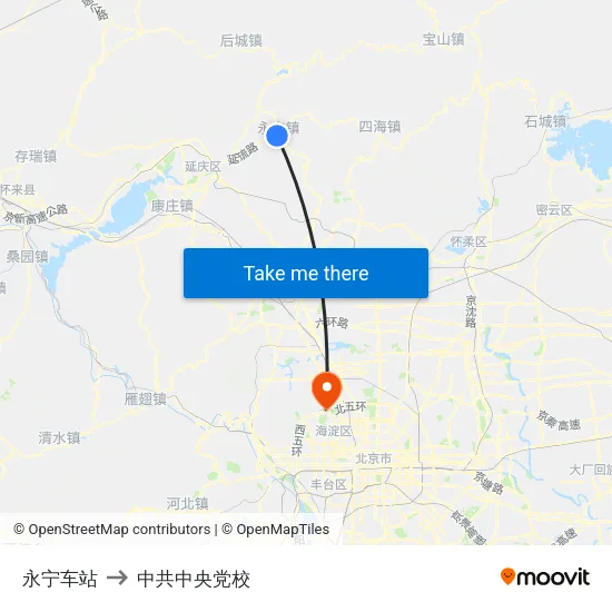 永宁车站 to 中共中央党校 map