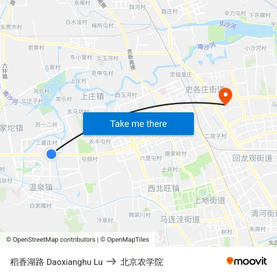 稻香湖路 Daoxianghu Lu to 北京农学院 map