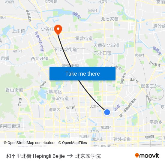 和平里北街  Hepingli Beijie to 北京农学院 map