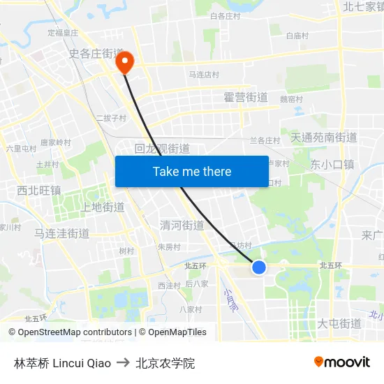 林萃桥 Lincui Qiao to 北京农学院 map
