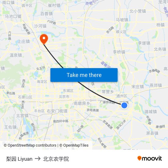 梨园 Liyuan to 北京农学院 map