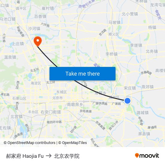 郝家府  Haojia Fu to 北京农学院 map