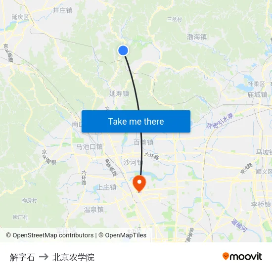 解字石 to 北京农学院 map