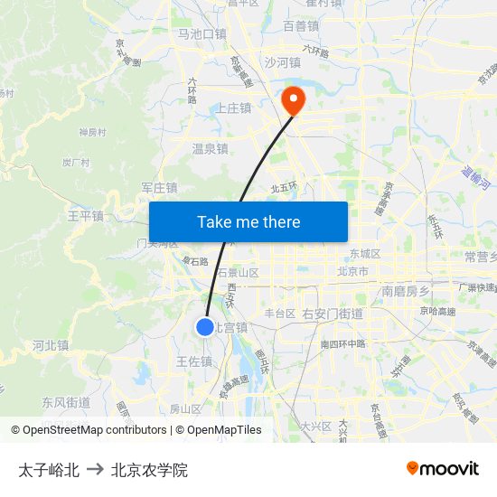 太子峪北 to 北京农学院 map