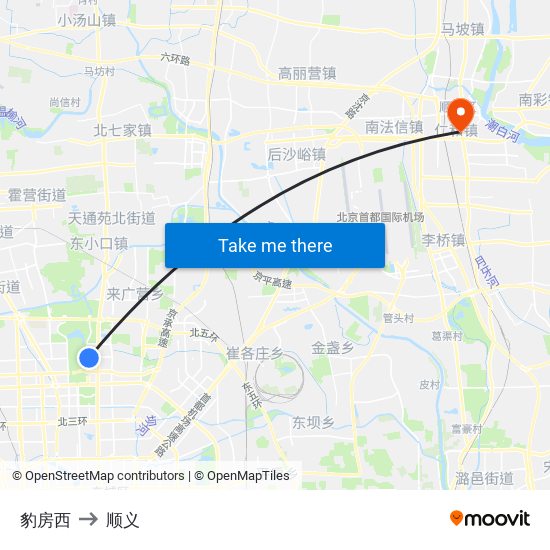 豹房西 to 顺义 map