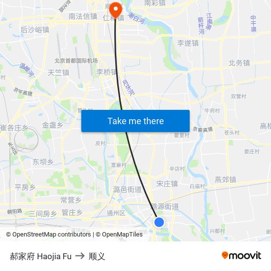 郝家府  Haojia Fu to 顺义 map