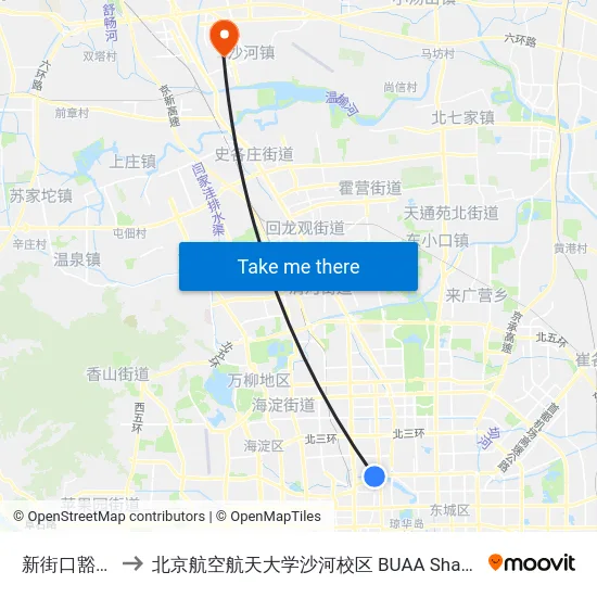 新街口豁口 to 北京航空航天大学沙河校区 BUAA Shahe map