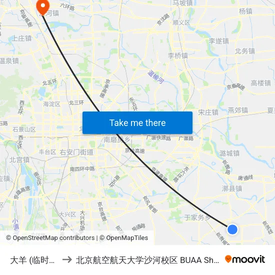大羊 (临时站) to 北京航空航天大学沙河校区 BUAA Shahe map