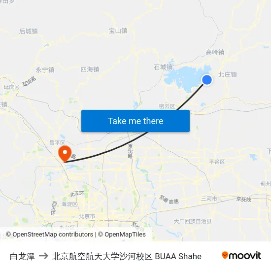 白龙潭 to 北京航空航天大学沙河校区 BUAA Shahe map
